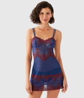 Embrace Lace® Chemise: Blue Depths/Cordovan