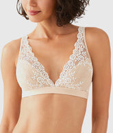 Embrace Lace® Wire Free Bralette: Sand/Ivory
