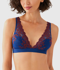 Embrace Lace® Wire Free Bralette: Blue Depths/Cordovan