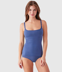 Inspired Eyelet Shelf Bra Cami: Vintage Indigo