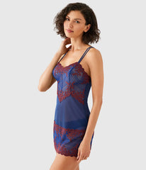Embrace Lace® Chemise: Blue Depths/Cordovan