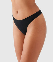 Understated Cotton Thong: Black
