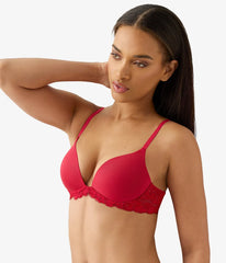 Feeling Famous Wire Free Push Up Bra: Chili Pepper/Biking Red