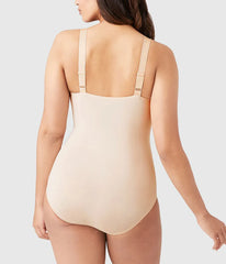 Visual Effects Body Briefer with Minimizer Bra: Sand