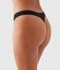 Understated Cotton Thong: Black