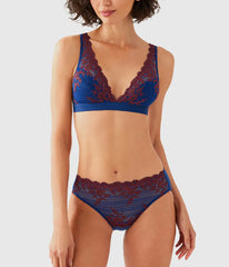 Embrace Lace® Wire Free Bralette: Blue Depths/Cordovan
