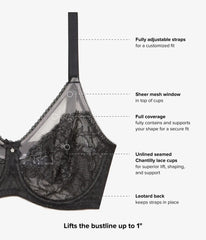 Retro Chic Full Figure Underwire Bra: Black