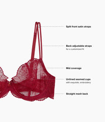 Midnight Soiree Underwire Bra: Regina Red