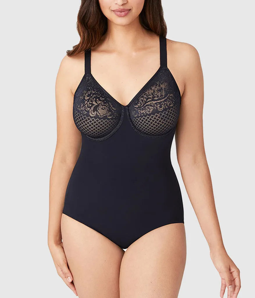 Visual Effects Body Briefer with Minimizer Bra: Black