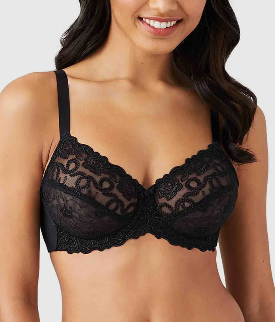 Renaissance Rose Underwire Bra: Black