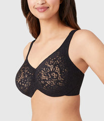 Halo Lace Full Figure Underwire Bra: Black
