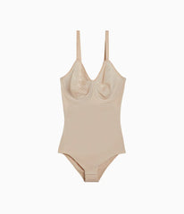 Visual Effects Body Briefer with Minimizer Bra: Sand