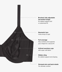 Perfect Primer Full Figure Underwire Bra: Black