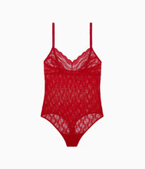 Lace Kiss Bodysuit: Crimson Red