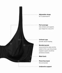 Shape Revelation® Pendulous Underwire Bra: Black
